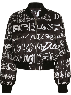 

Logo-print zip-up bomber jacket, Dolce & Gabbana Logo-print zip-up bomber jacket