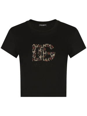 

Logo-appliqué cropped T-shirt, Dolce & Gabbana Logo-appliqué cropped T-shirt