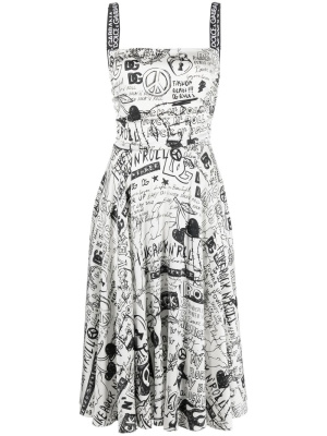 

Graphic-print square-neck midi dress, Dolce & Gabbana Graphic-print square-neck midi dress