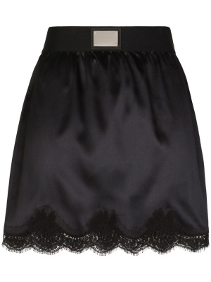 

Lace-trim satin miniskirt, Dolce & Gabbana Lace-trim satin miniskirt
