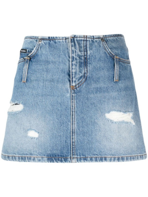 

Distressed-effect denim miniskirt, Dolce & Gabbana Distressed-effect denim miniskirt