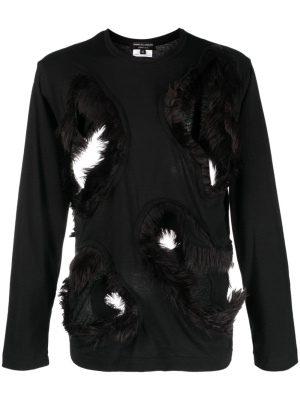 

Faux-fur trimmed distressed T-shirt, Comme Des Garçons Homme Plus Faux-fur trimmed distressed T-shirt