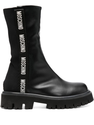

Logo-tape 40mm leather knee-boots, Moschino Logo-tape 40mm leather knee-boots