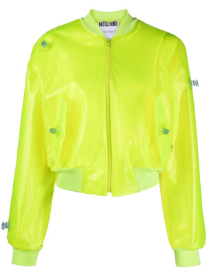 

Semi-sheer cropped bomber jacket, Moschino Semi-sheer cropped bomber jacket