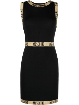 

Logo-trim knitted shift dress, Moschino Logo-trim knitted shift dress
