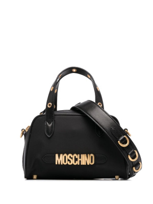 

Logo-plaque detail tote bag, Moschino Logo-plaque detail tote bag