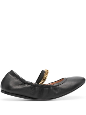 

Logo-plaque leather ballerina shoes, Moschino Logo-plaque leather ballerina shoes