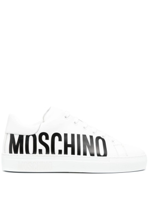 

Logo-print leather sneakers, Moschino Logo-print leather sneakers