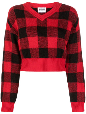 

Check-pattern wool-blend jumper, Moschino Check-pattern wool-blend jumper