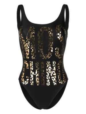 

Leopard logo-jacquard low-back swimsuit, Moschino Leopard logo-jacquard low-back swimsuit