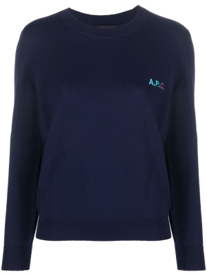 

Logo-embroidered cotton jumper, A.P.C. Logo-embroidered cotton jumper