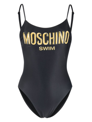 

Logo-print backless swimsuit, Moschino Logo-print backless swimsuit