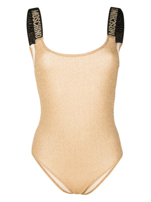 

Logo-strap glitter swimsuit, Moschino Logo-strap glitter swimsuit