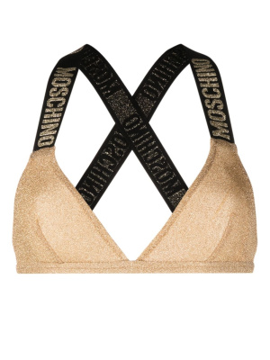 

Logo-print triangle-cup bikini top, Moschino Logo-print triangle-cup bikini top