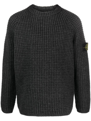 

Compass-logo waffle-knit jumper, Stone Island Compass-logo waffle-knit jumper