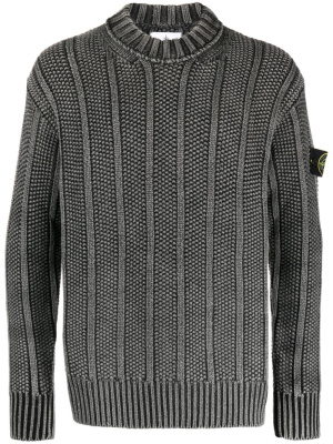 

Compass-logo frosted knitted jumper, Stone Island Compass-logo frosted knitted jumper