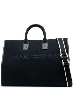 

Embroidered-logo cotton tote bag, Emporio Armani Embroidered-logo cotton tote bag