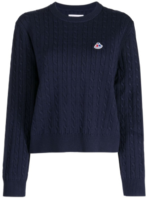 

Logo-appliqué cable-knit jumper, CHOCOOLATE Logo-appliqué cable-knit jumper