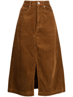 

Logo-patch corduroy midi skirt, CHOCOOLATE Logo-patch corduroy midi skirt
