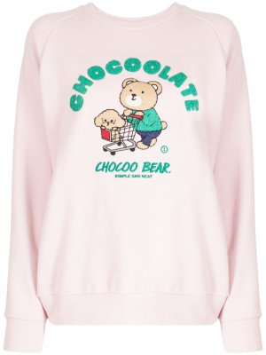 

Flocked-logo cotton sweatshirt, CHOCOOLATE Flocked-logo cotton sweatshirt