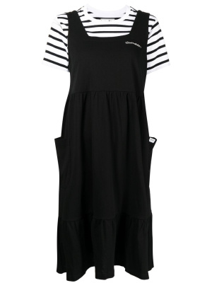 

Layered stripe-print midi dress, CHOCOOLATE Layered stripe-print midi dress
