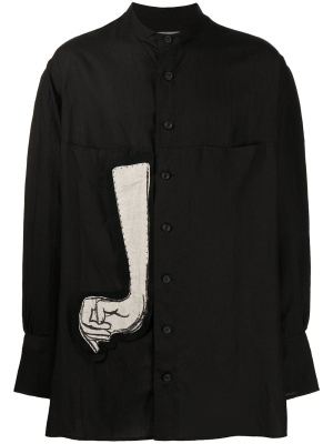 

Arm-appliqué oversized shirt, Yohji Yamamoto Arm-appliqué oversized shirt