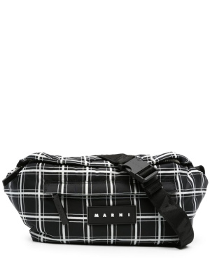 

Plaid-check zip-up crossbody bag, Marni Plaid-check zip-up crossbody bag