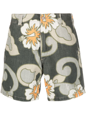 

Hibiscus print denim shorts, ERL Hibiscus print denim shorts