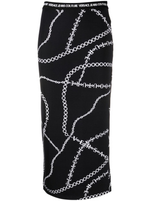 

Logo-print pencil skirt, Versace Jeans Couture Logo-print pencil skirt