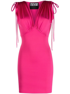 

V-neck ruched minidress, Versace Jeans Couture V-neck ruched minidress