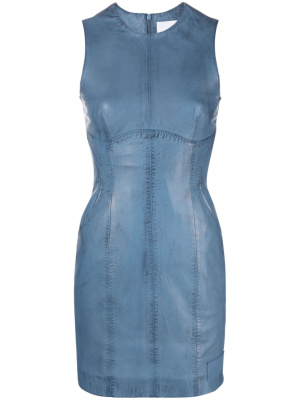 

Distressed leather minidress, REMAIN Distressed leather minidress