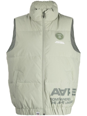 

Logo-patch padded gilet, AAPE BY *A BATHING APE® Logo-patch padded gilet