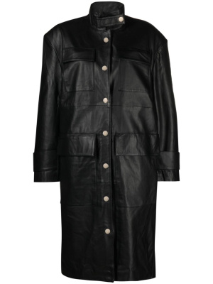 

Funnel-neck leather coat, REMAIN Funnel-neck leather coat