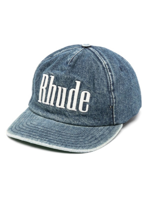 

Logo-embroidered washed-denim cap, Rhude Logo-embroidered washed-denim cap