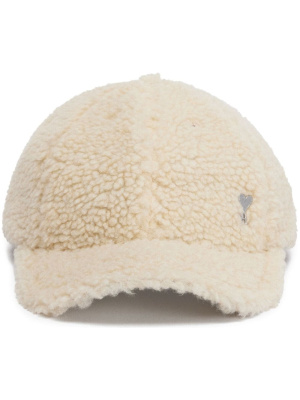 

Ami de Coeur-plaque shearling cap, AMI Paris Ami de Coeur-plaque shearling cap