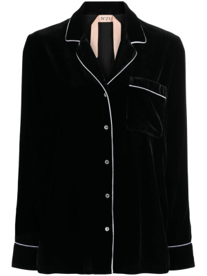 

Piped-trim velvet shirt, Nº21 Piped-trim velvet shirt