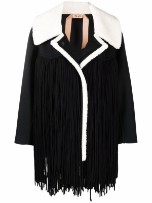 

Fringed faux shearling-lining coat, Nº21 Fringed faux shearling-lining coat