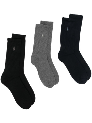 

Three-pack logo-embroidery socks, Polo Ralph Lauren Three-pack logo-embroidery socks