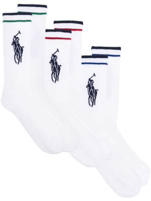 

Logo-embroidered three-set socks, Polo Ralph Lauren Logo-embroidered three-set socks