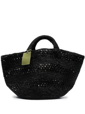 

Logo-tag raffia tote bag, Manebi Logo-tag raffia tote bag