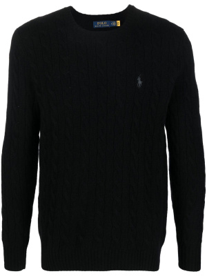 

Logo-embroidered cable-knit jumper, Polo Ralph Lauren Logo-embroidered cable-knit jumper