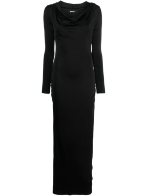 

Draped-neckline hooded maxi dress, MISBHV Draped-neckline hooded maxi dress