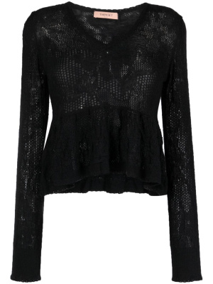 

Open-knit ruffled blouse, TWINSET Open-knit ruffled blouse