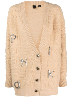 

Logo-embossed V-neck cardigan, PINKO Logo-embossed V-neck cardigan
