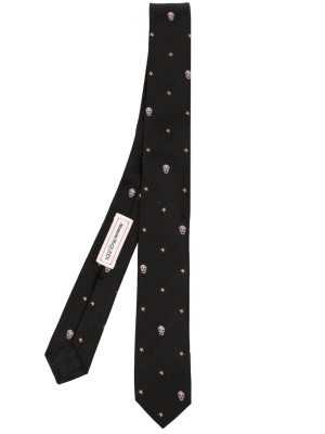 

Skull-embroidered silk tie, Alexander McQueen Skull-embroidered silk tie