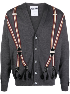 

Braces-print wool cardigan, Moschino Braces-print wool cardigan
