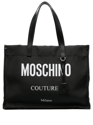 

Logo-print canvas tote bag, Moschino Logo-print canvas tote bag