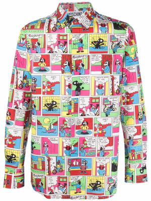 

Comic-print cotton shirt, Moschino Comic-print cotton shirt