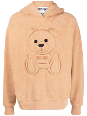 

Embroidered-teddy fleece hoodie, Moschino Embroidered-teddy fleece hoodie