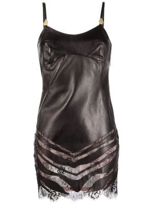 

Leather lace-panel camisole dress, Just Cavalli Leather lace-panel camisole dress